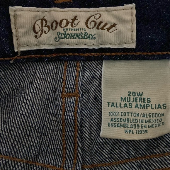Vintage St. John’s Bay Dark Wash Bootcut Plus Size 1X Jeans 100% Cotton Tall - Picture 6 of 7